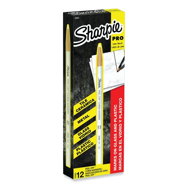 Sharpie Peel-Off China Markers, White, PK12 2060